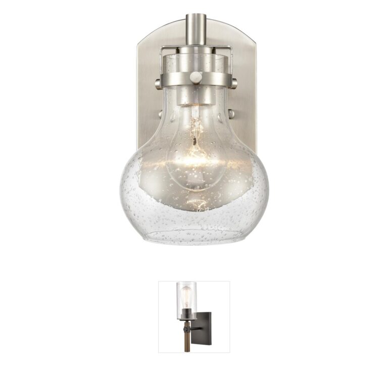 Atlas Lighting & Home Salamanca Satin Nickel Seeded Glass 1-Light Vanity Sconce