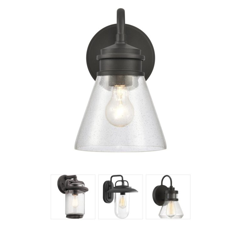 Atlas Lighting & Home Dovas Textured Black Seeded Glass Outdoor Sconce
