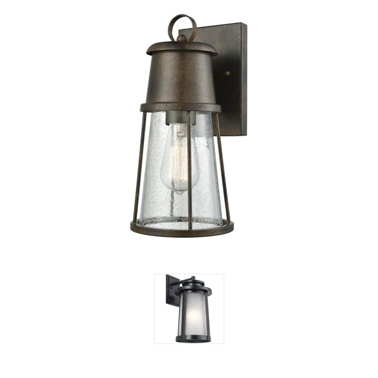 Atlas Lighting & Home Crowley 13-Inch Hazelnut Bronze Outdoor Sconce with Seeded Glass