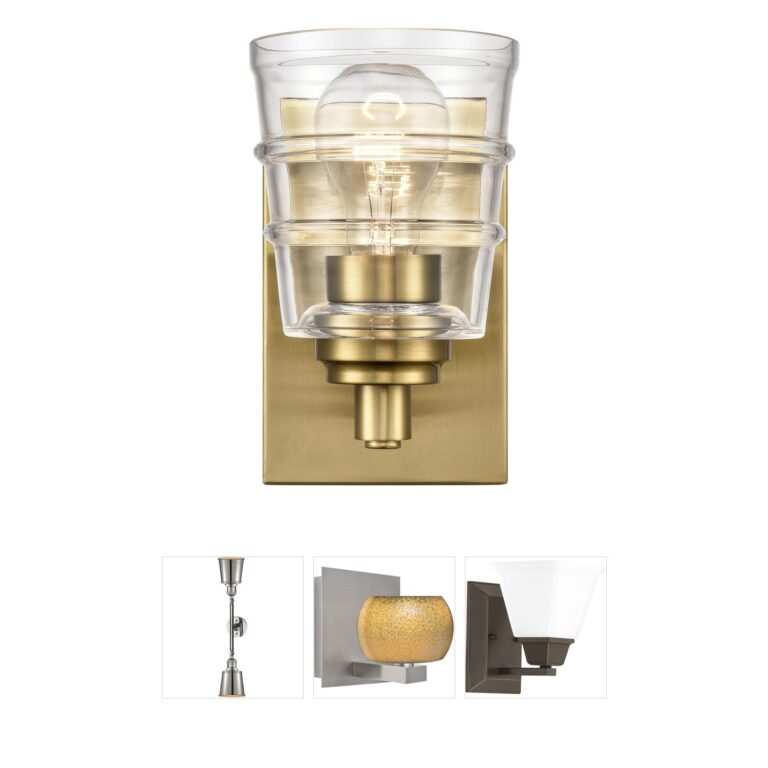 Atlas Lighting & Home Pulsate 1-Light Satin Brass Vanity Light with Handblown Glass