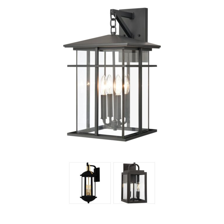 Atlas Lighting & Home Oak Park 20-Inch Matte Black 4-Light Outdoor Wall Sconce