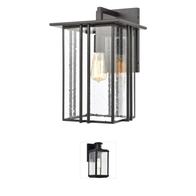 Atlas Lighting & Home Radnor Matte Black and Seeded Glass Outdoor Wall Sconce