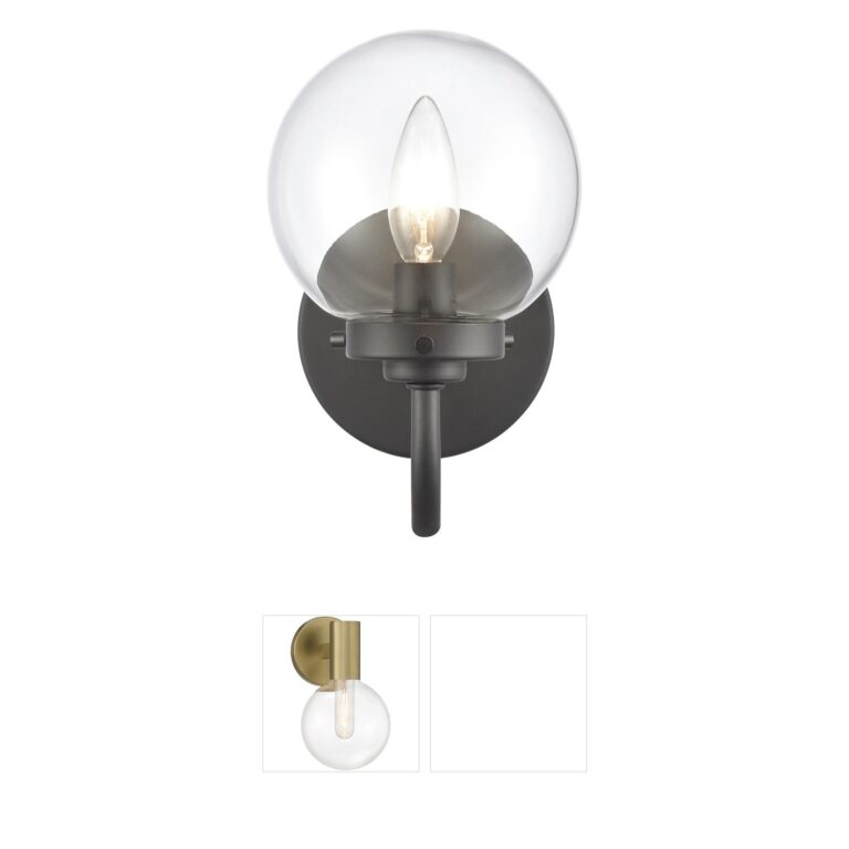 Atlas Lighting & Home Fairbanks Matte Black and Handblown Clear Glass Wall Sconce