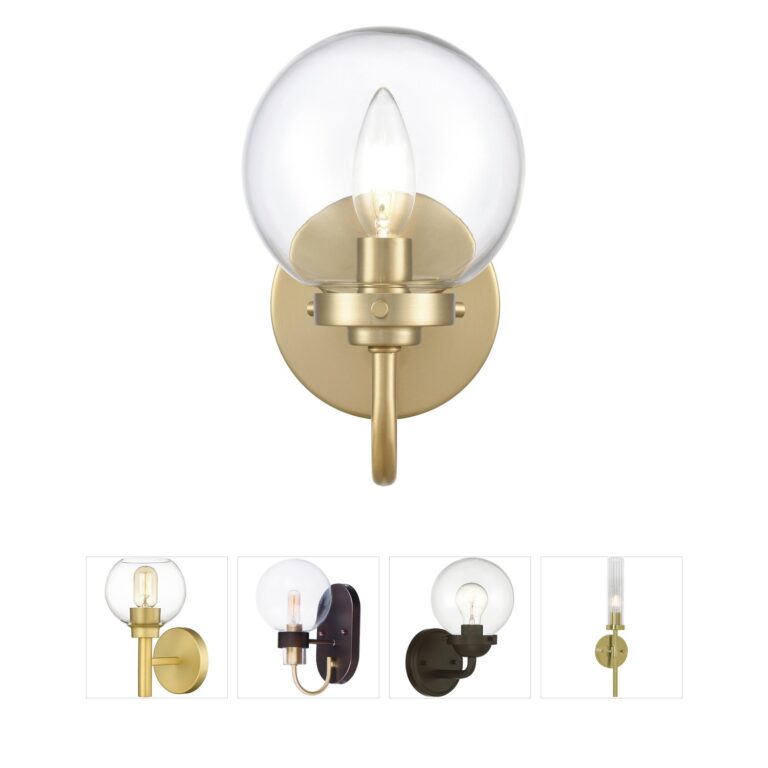 Atlas Lighting & Home Fairbanks Brushed Gold Handblown Glass Sconce