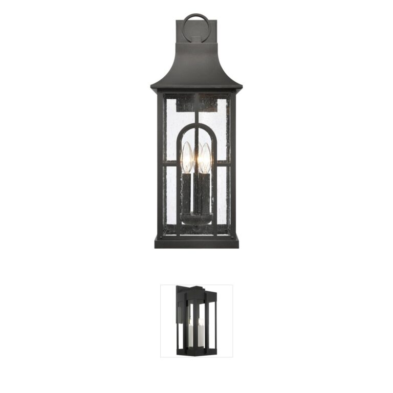 Atlas Lighting & Home Triumph Outdoor Lantern Wall Sconce with Seeded Glass