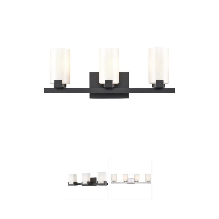 Atlas Lighting & Home Dressler 22" 3-Light Matte Black Vanity Light with Opal Glass