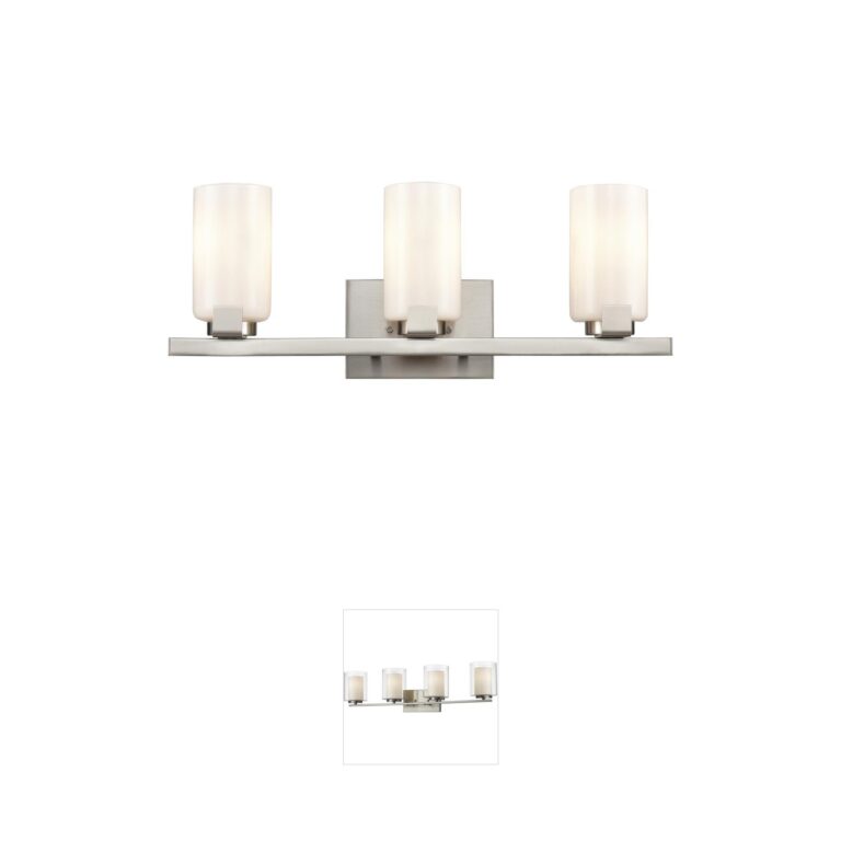 Atlas Lighting & Home Dressler 22-Inch 3-Light Brushed Nickel Vanity Light with Opal Glass