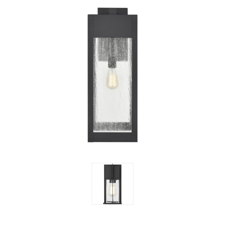 Atlas Lighting & Home Angus 26.25" Charcoal Outdoor Wall Sconce with Seeded Glass
