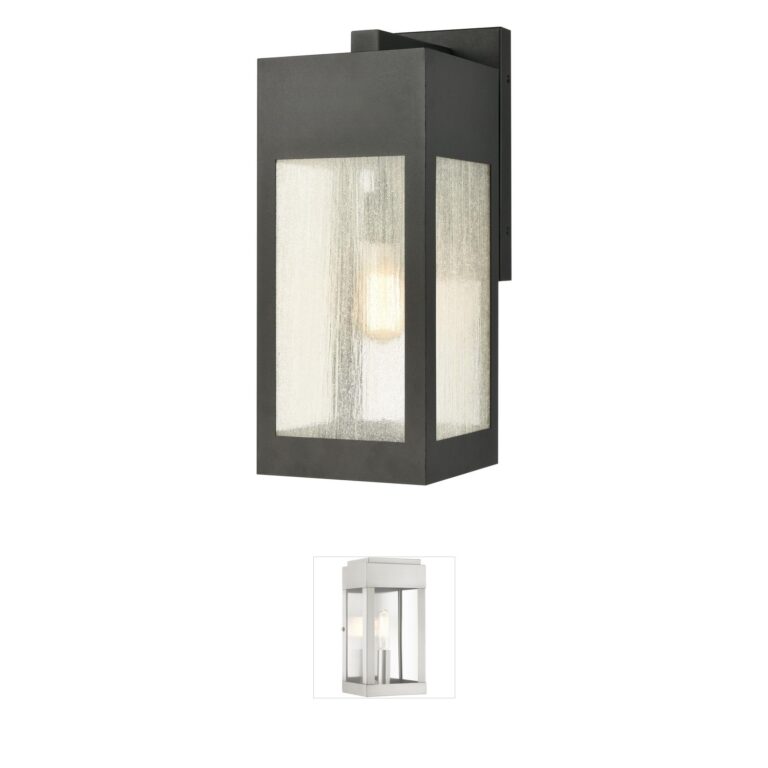 Atlas Lighting & Home Angus 20-Inch Charcoal Outdoor Wall Sconce with Heavy Seeded Glass