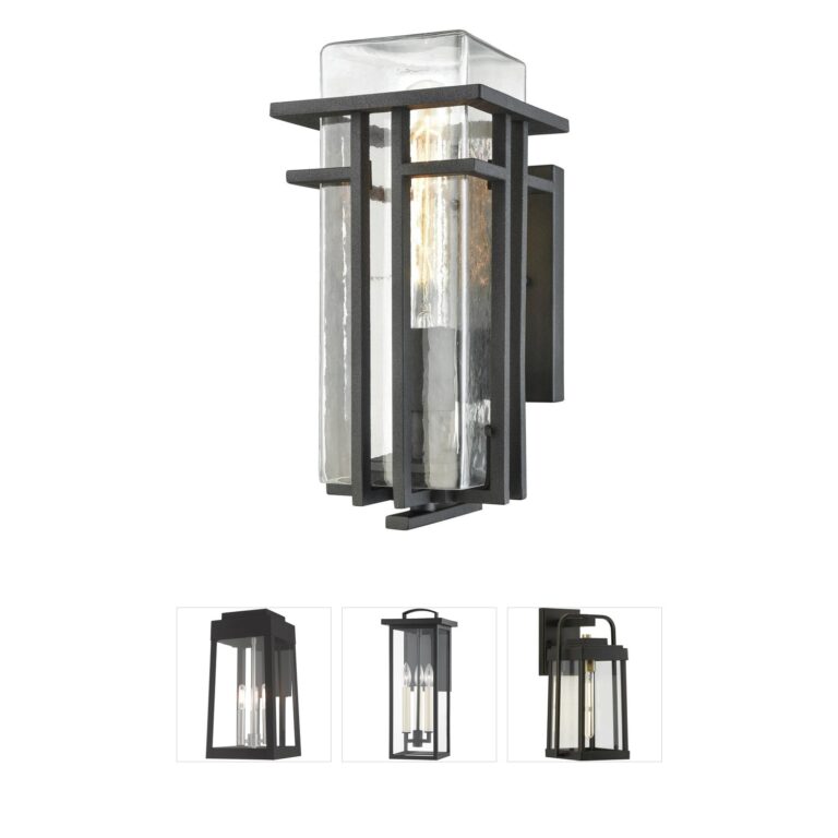 Atlas Lighting & Home Croftwell 12-Inch Textured Matte Black Outdoor Wall Sconce