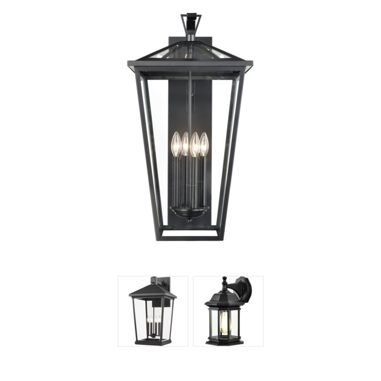 Atlas Lighting & Home Main Street 28-Inch Black 4-Light Outdoor Lantern Sconce