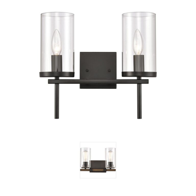 Atlas Lighting & Home Oakland 2-Light Black Steel Vanity Light
