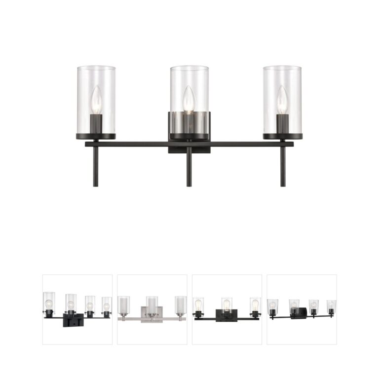Atlas Lighting & Home Oakland 3-Light Black Steel Vanity Light with Clear Glass