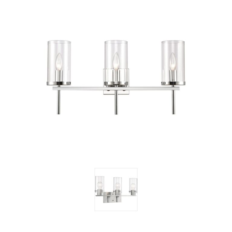 Atlas Lighting & Home Oakland 3-Light Chrome Vanity with Clear Glass
