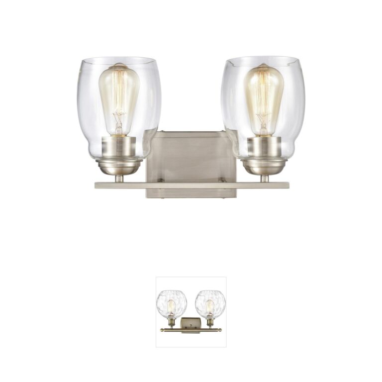 Atlas Lighting & Home Calistoga 2-Light Brushed Nickel Steel Vanity Light