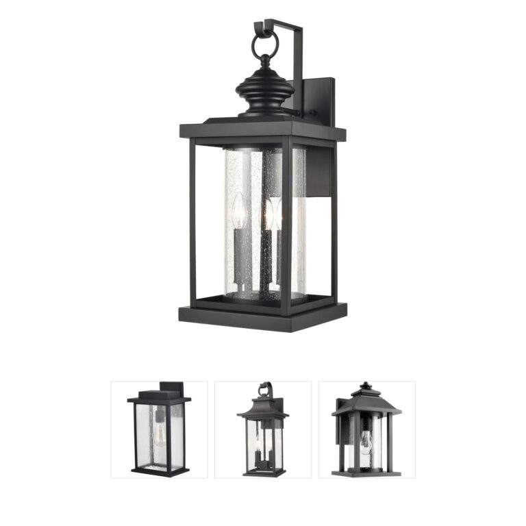 Atlas Lighting & Home Minersville 3-Light Matte Black Outdoor Wall Sconce with Seeded Glass
