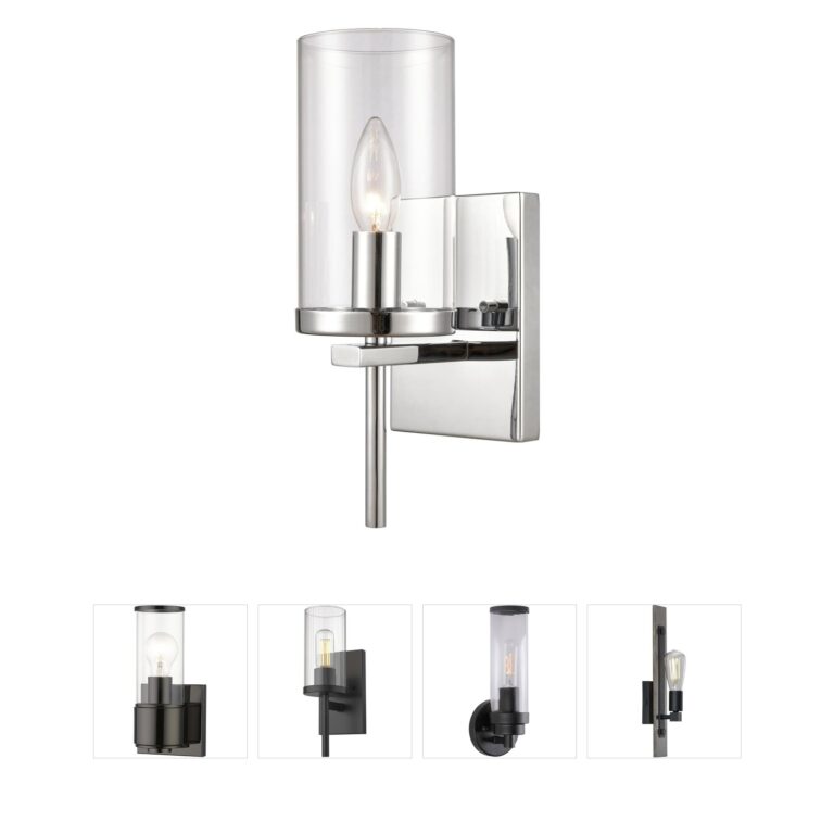 Atlas Lighting & Home Oakland Chrome Steel Wall Sconce with Clear Glass