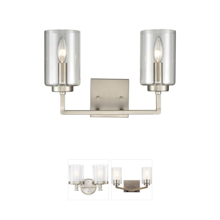 Atlas Lighting & Home West End 2-Light Brushed Nickel Vanity Light with Clear Glass