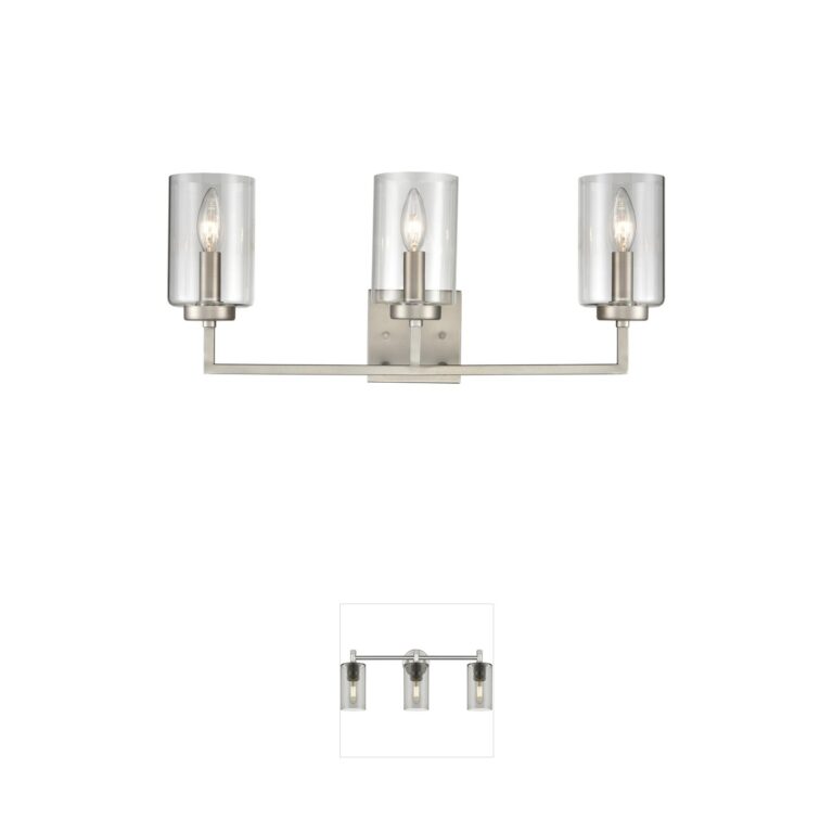 Atlas Lighting & Home West End 3-Light Brushed Nickel Vanity with Clear Glass