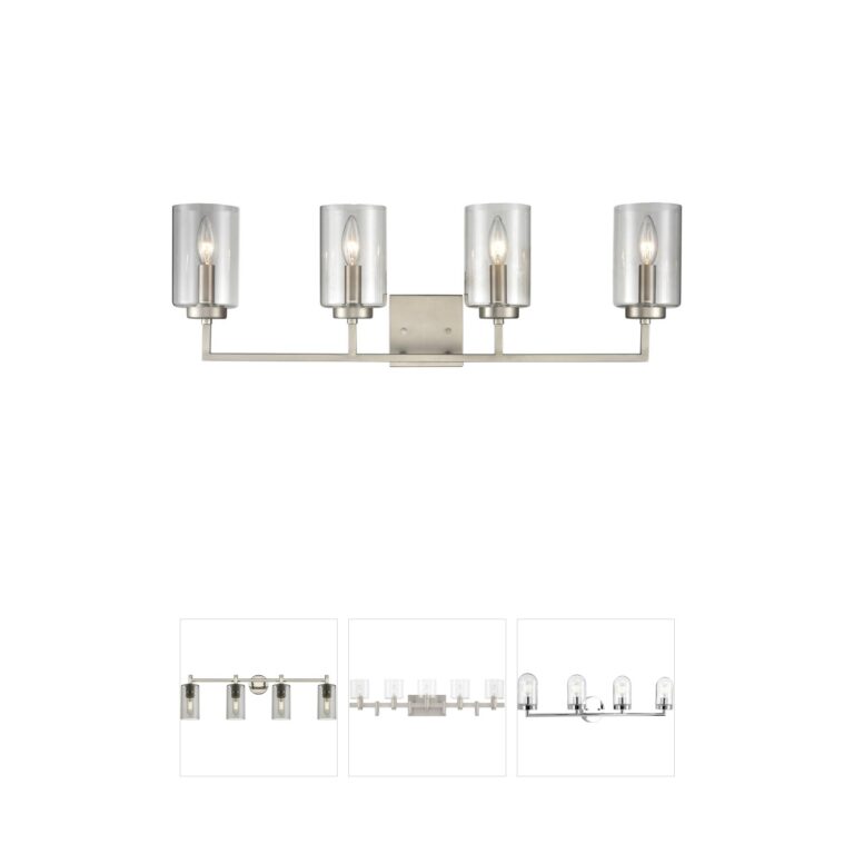 Atlas Lighting & Home West End 4-Light Brushed Nickel Vanity Light with Clear Glass