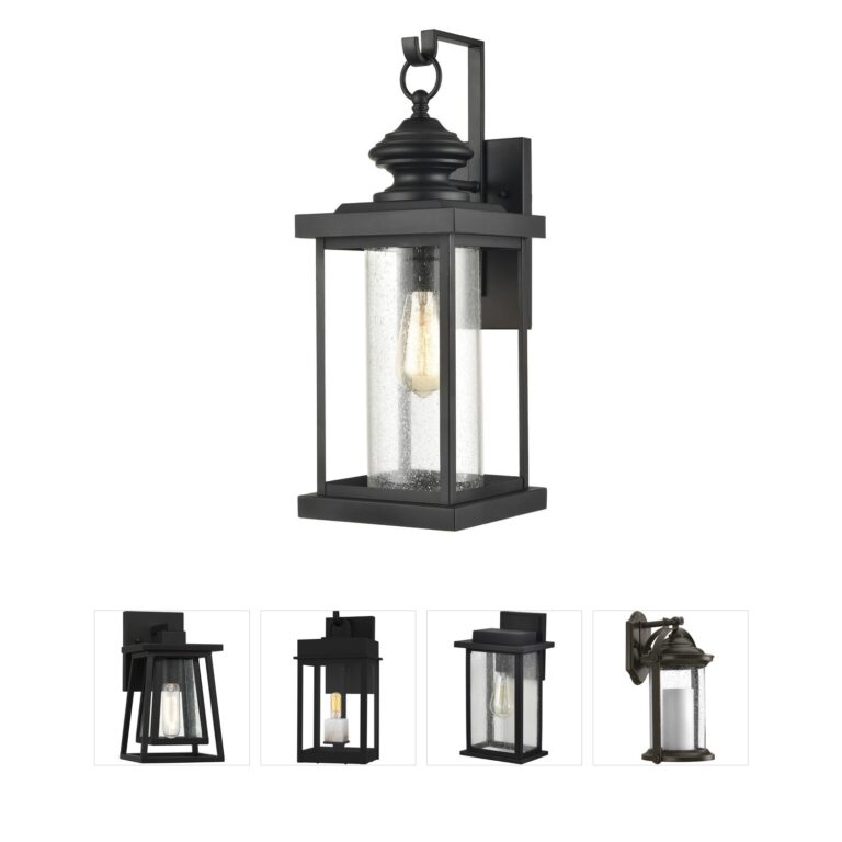 Atlas Lighting & Home Minersville 21" Matte Black and Seeded Glass Outdoor Wall Sconce