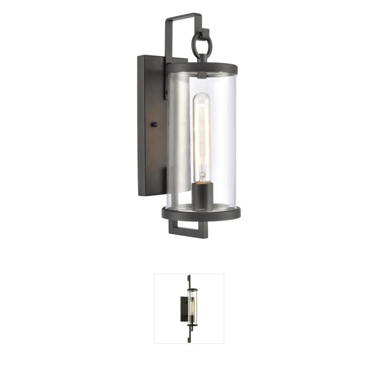 Atlas Lighting & Home Hopkins Charcoal Aluminum and Handblown Glass Outdoor Wall Sconce