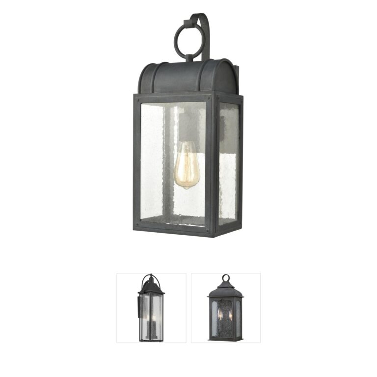 Atlas Lighting & Home Heritage Hills Aged Zinc Outdoor Sconce with Seeded Glass