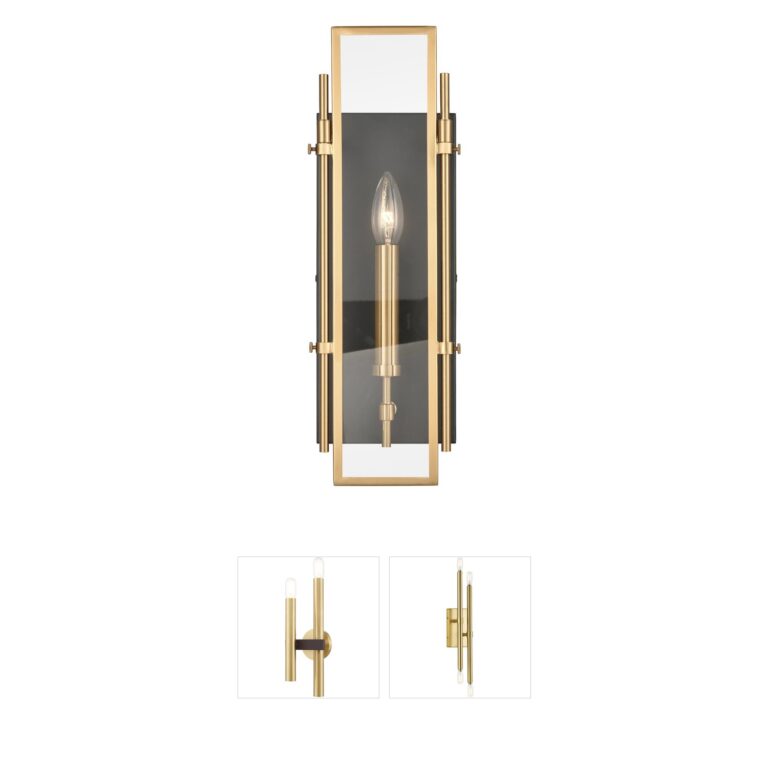 Atlas Lighting & Home Mechanist 17-Inch Gold and Matte Black Wall Sconce