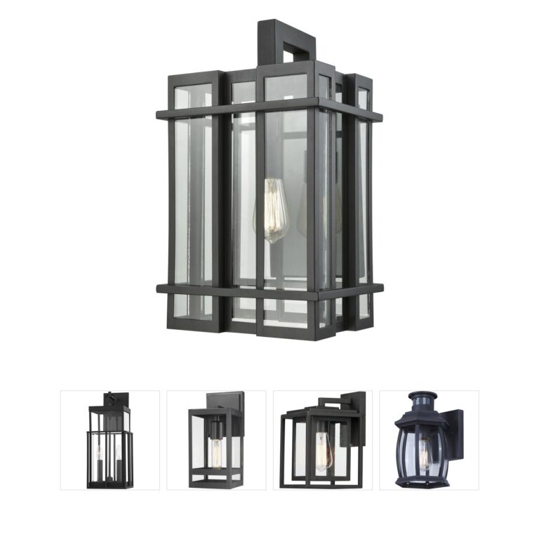 Atlas Lighting & Home Glass Tower Matte Black Metal Outdoor Sconce