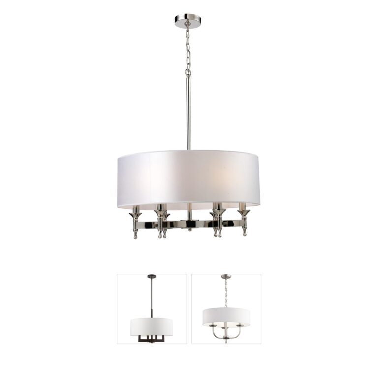 Atlas Lighting & Home Pembroke 6-Light Polished Nickel Chandelier with Fabric Shade