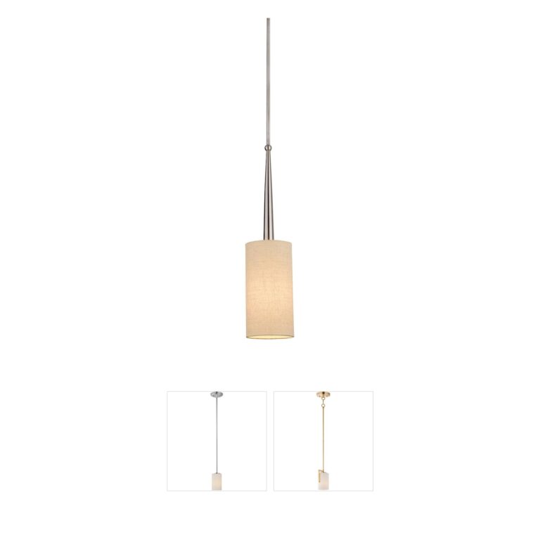 Atlas Lighting & Home Allure Brushed Nickel Mini Pendant with Beige Fabric Shade