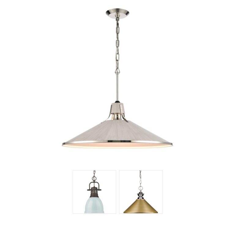 Atlas Lighting & Home Danique Polished Nickel & Sunbleached Oak Pendant
