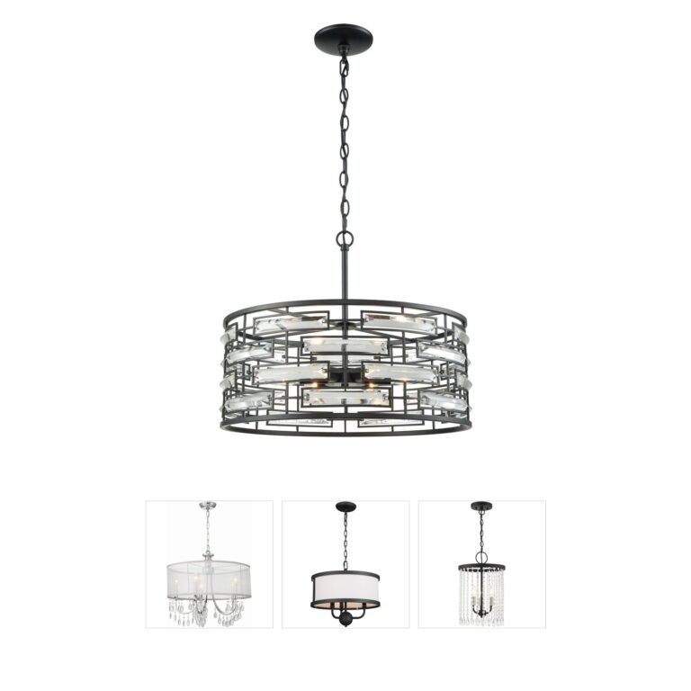 Atlas Lighting & Home Lineo 6-Light Matte Black and Crystal Chandelier