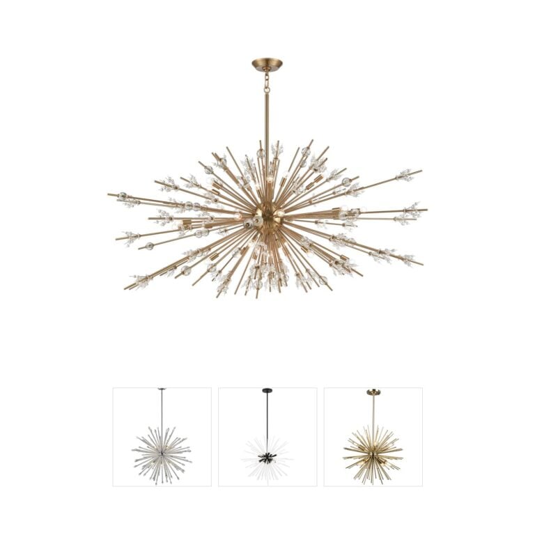 Atlas Lighting & Home Starburst 72-Inch K9 Crystal 31-Light Chandelier in Satin Brass
