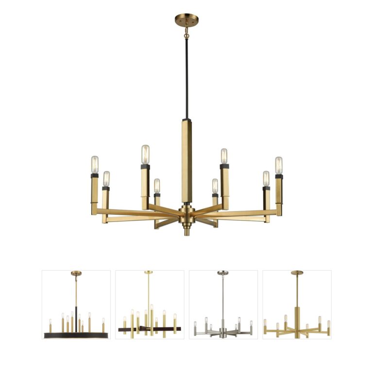 Atlas Lighting & Home Mandeville 8-Light Satin Brass and Oil Rubbed Bronze Steel Chandelier