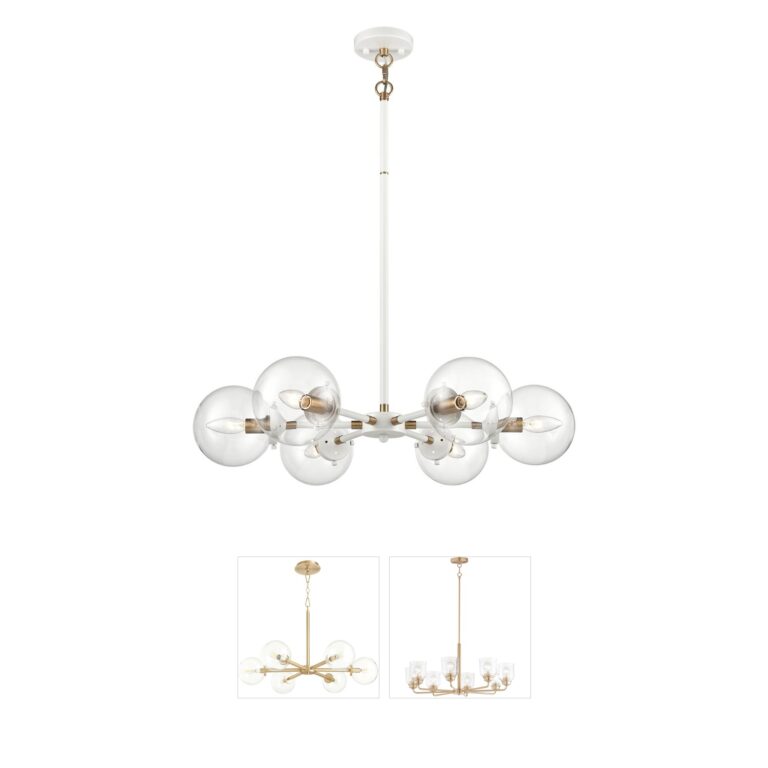 Atlas Lighting & Home Boudreaux 6-Light Matte White Chandelier with Handblown Glass