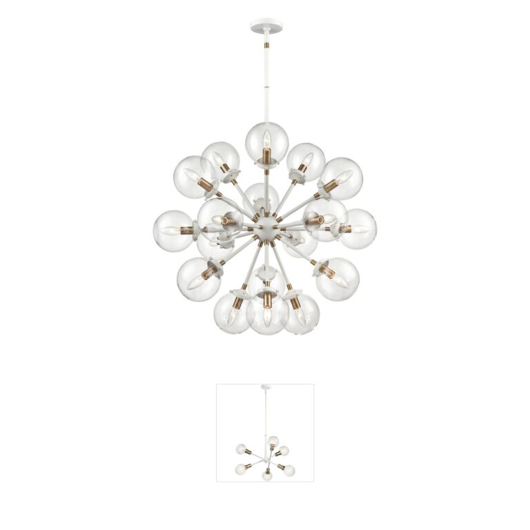 Atlas Lighting & Home Boudreaux 18-Light Matte White and Satin Brass Cluster Chandelier