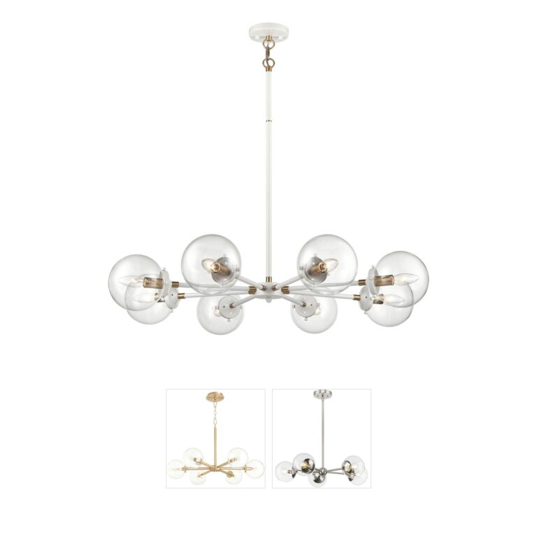 Atlas Lighting & Home Boudreaux Matte White Steel Chandelier with Clear Glass
