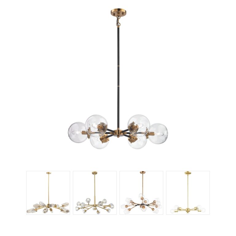 Atlas Lighting & Home Boudreaux 28-Inch 6-Light Chandelier in Antique Gold and Matte Black