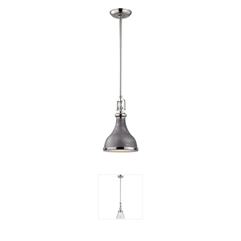 Atlas Lighting & Home Rutherford Weathered Zinc Mini Pendant with Frosted Glass