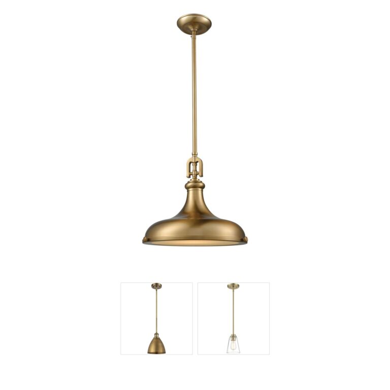 Atlas Lighting & Home Rutherford 15-Inch Satin Brass Pendant with Frosted Glass Diffuser