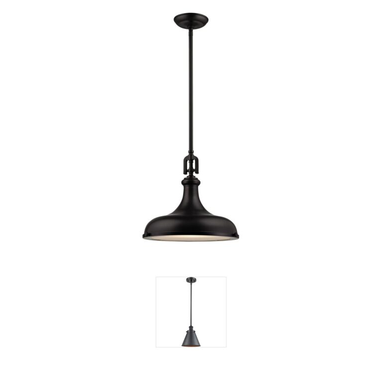 Atlas Lighting & Home Rutherford Oil Rubbed Bronze Metal Pendant with Frosted Glass