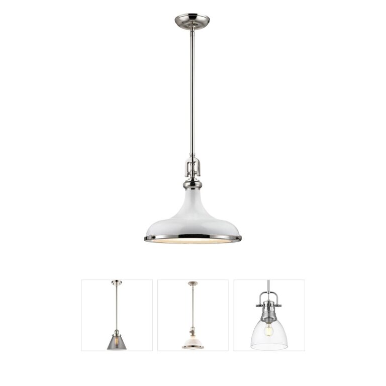 Atlas Lighting & Home Rutherford 15-Inch Gloss White Metal Pendant