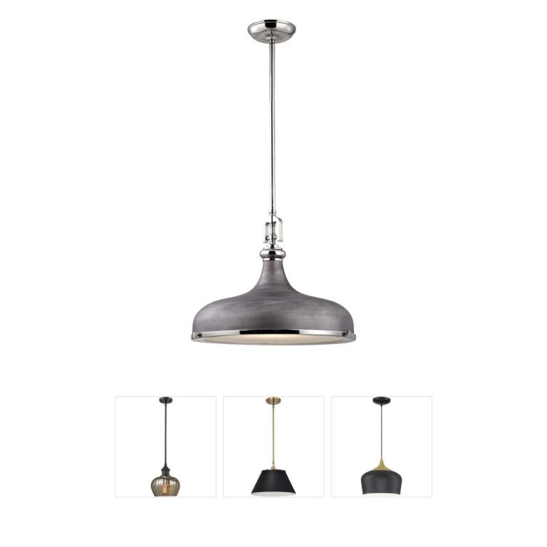 Atlas Lighting & Home Rutherford 18-Inch Weathered Zinc Metal Pendant