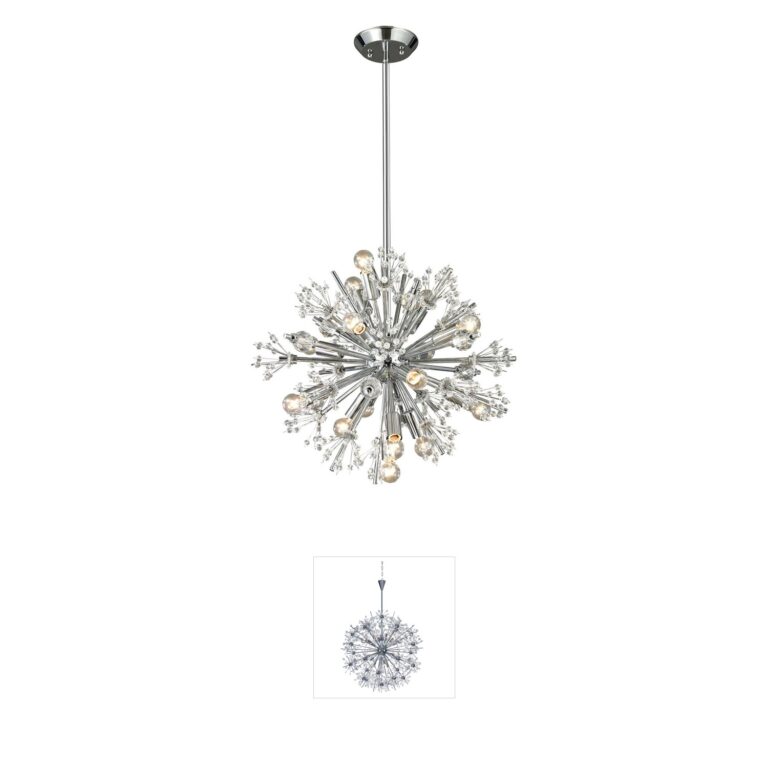 Atlas Lighting & Home Starburst Polished Chrome Crystal Chandelier