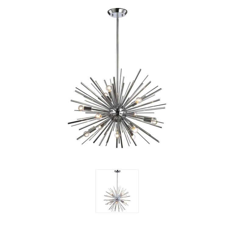 Atlas Lighting & Home Starburst 12-Light Polished Chrome and K9 Crystal Chandelier