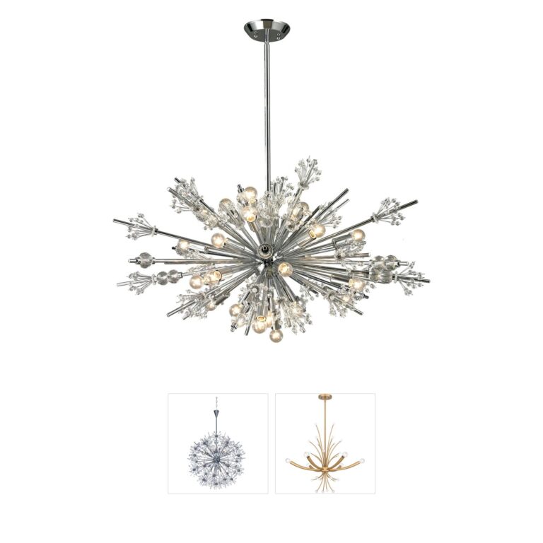 Atlas Lighting & Home Starburst 24-Light Crystal Chandelier in Polished Chrome