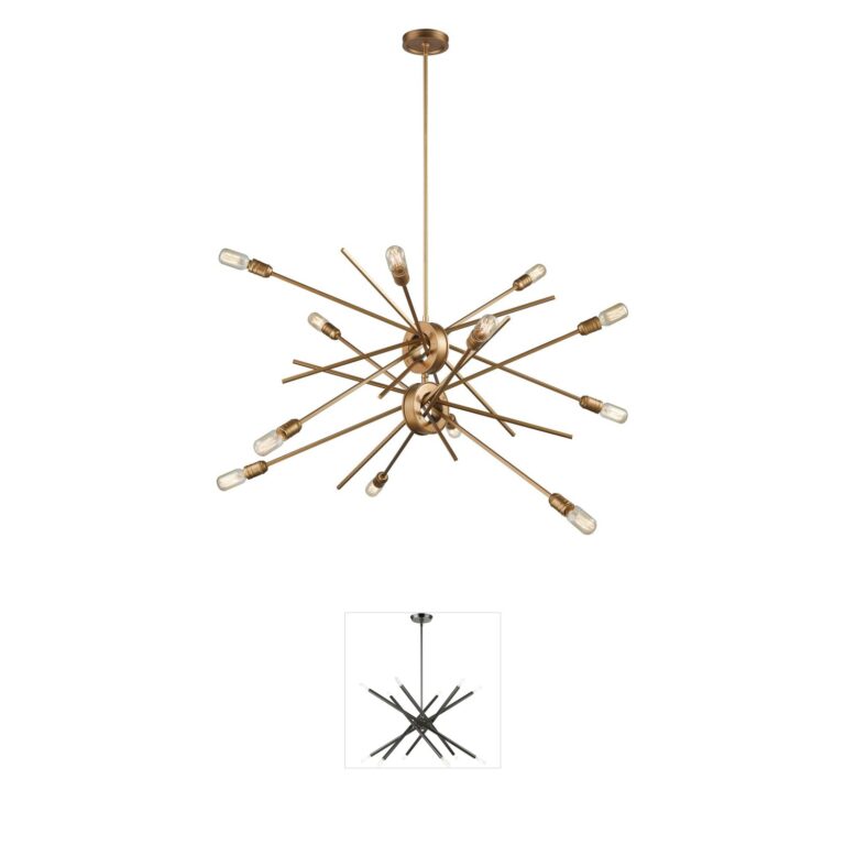 Atlas Lighting & Home Xenia 42-Inch 12-Light Matte Gold Steel Chandelier