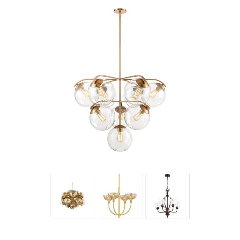 Atlas Lighting & Home Collective Satin Brass Clear Glass Chandelier