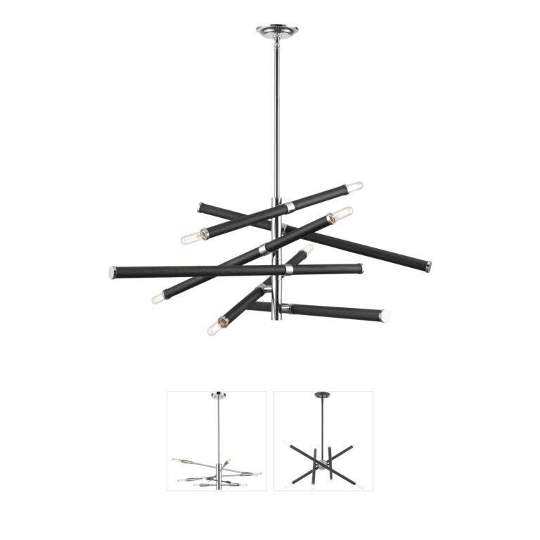 Atlas Lighting & Home Crosspiece 39" Faux Leather 6-Light Chandelier